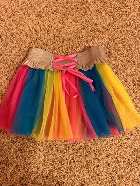 Girls' Rainbow Tulle Skirt with Gold Waistband - girls large or junior small